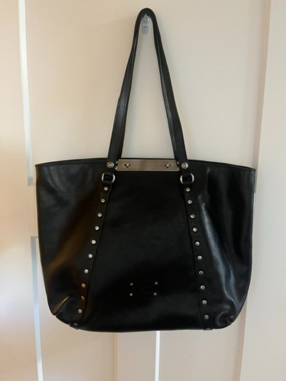Patricia Nash Benvenuto Large Black Leather Tote Shoulder Bag